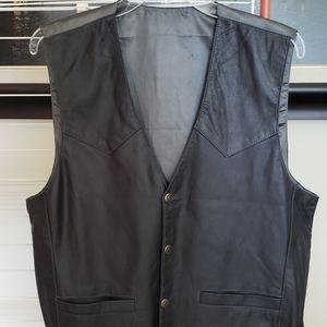 Blue Grey Vintage Leather or Vinyl Vest